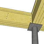 Т-образное соединение частей деревянного ростверка снизу